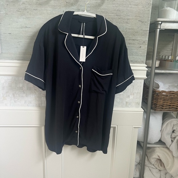 NWT new small Anthropologie briar short sleeve pipes pj pajama top black white - Picture 3 of 17